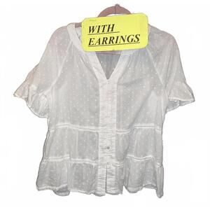 L White Dot Top & New Crystal Earrings